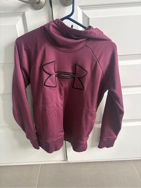 Under Armour Women's Burgundy Pullover Hoodie with Black Logo